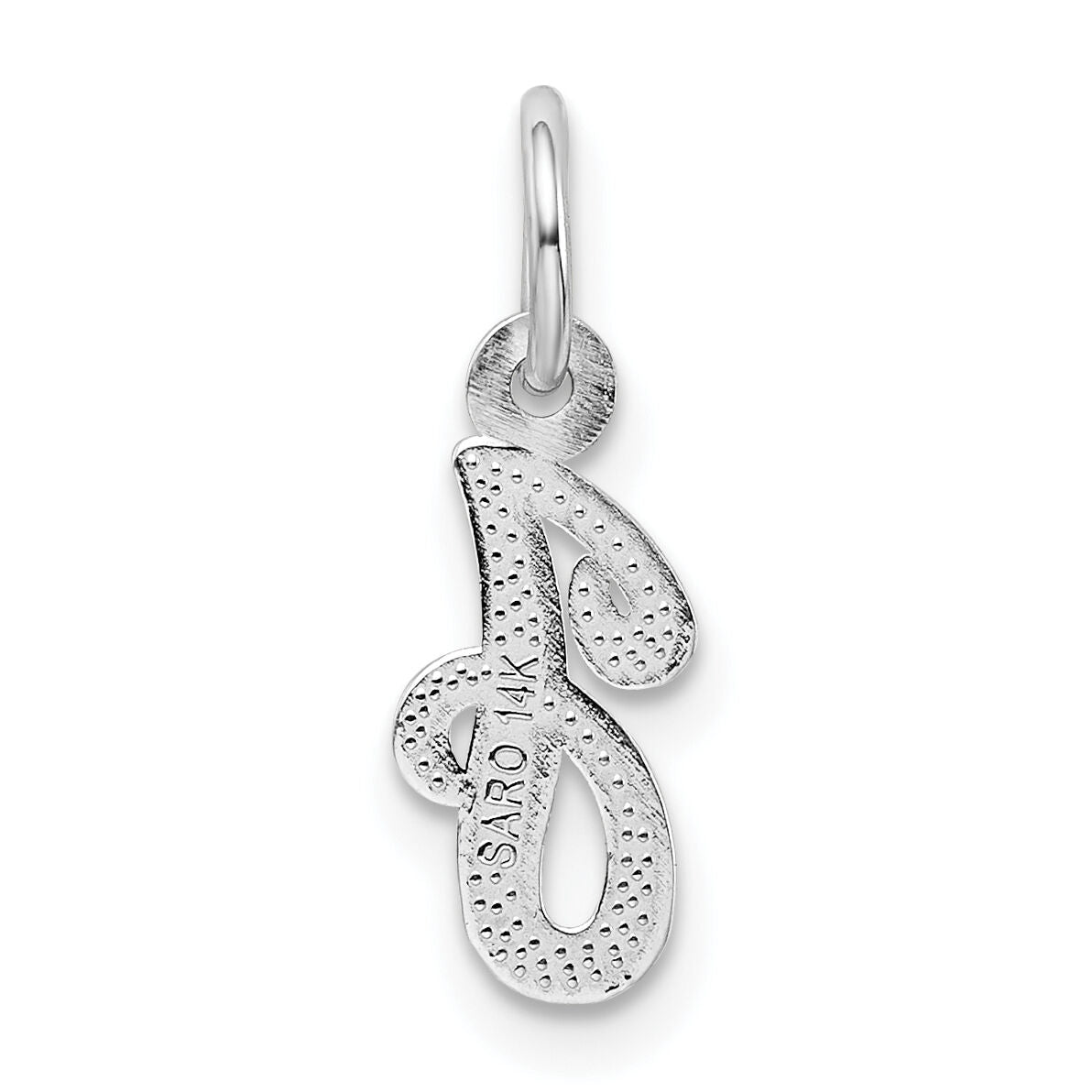 14KW White Gold Casted Script Letter J Initial Charm-WCH138-J