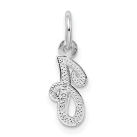 14KW White Gold Casted Script Letter J Initial Charm-WCH138-J