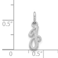 14KW White Gold Casted Script Letter J Initial Charm-WCH138-J