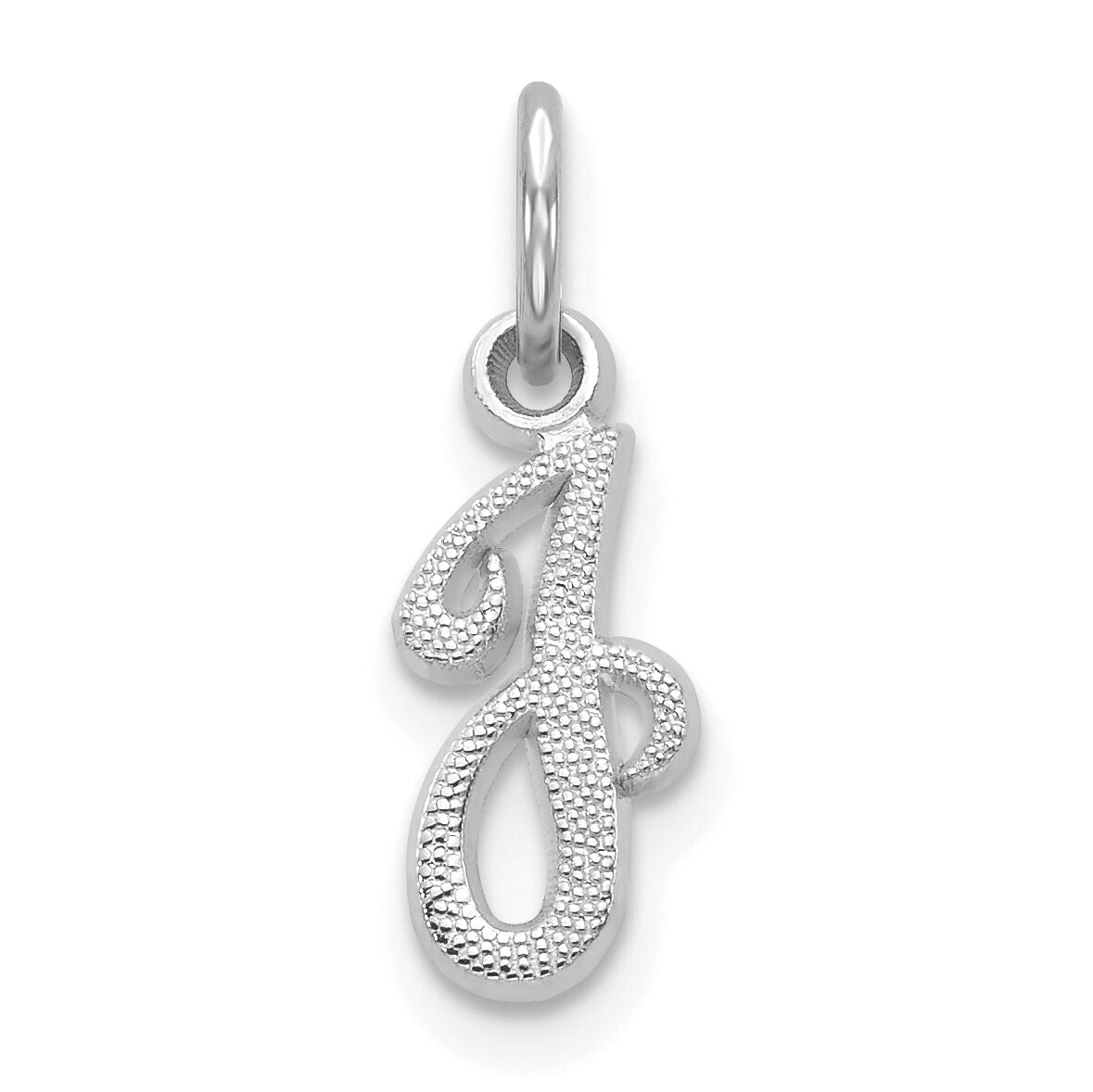 14KW White Gold Casted Script Letter J Initial Charm-WCH138-J