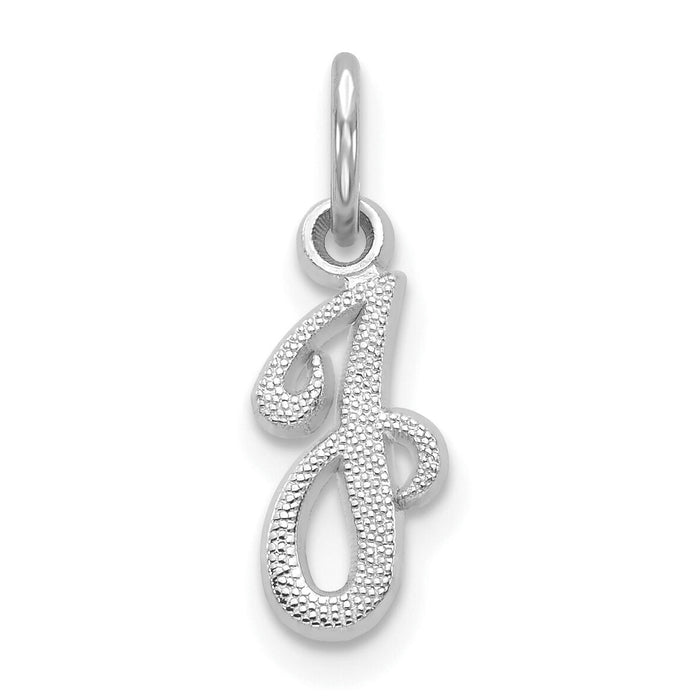14KW White Gold Casted Script Letter J Initial Charm-WCH138-J