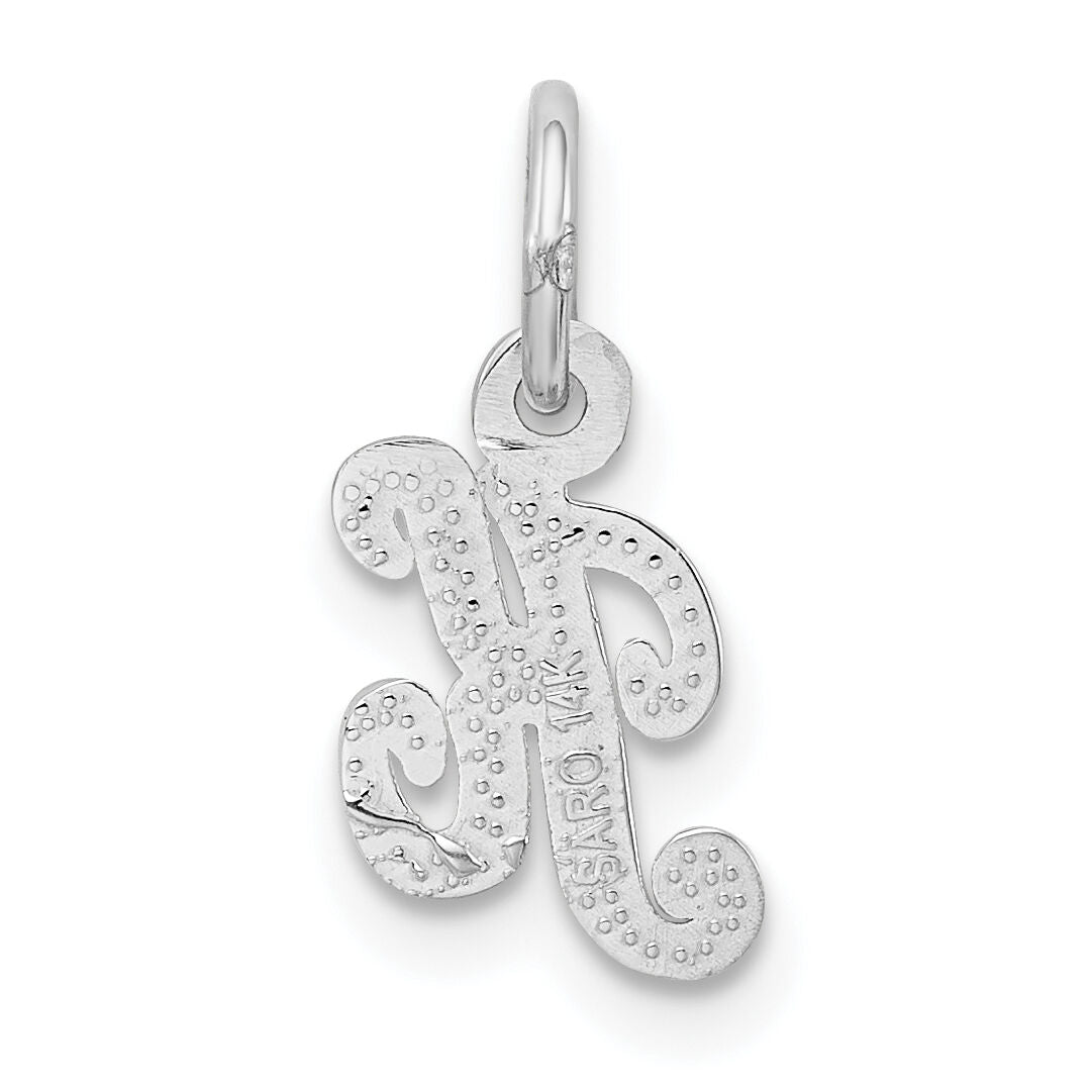 14KW White Gold Casted Script Letter K Initial Charm-WCH138-K