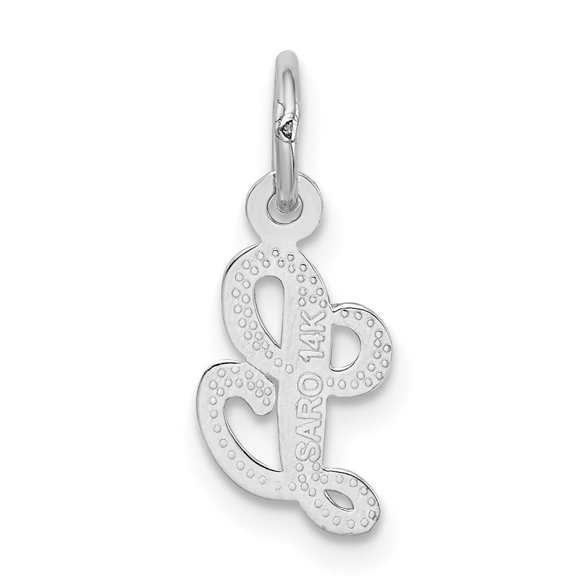 14KW White Gold Casted Script Letter L Initial Charm-WCH138-L