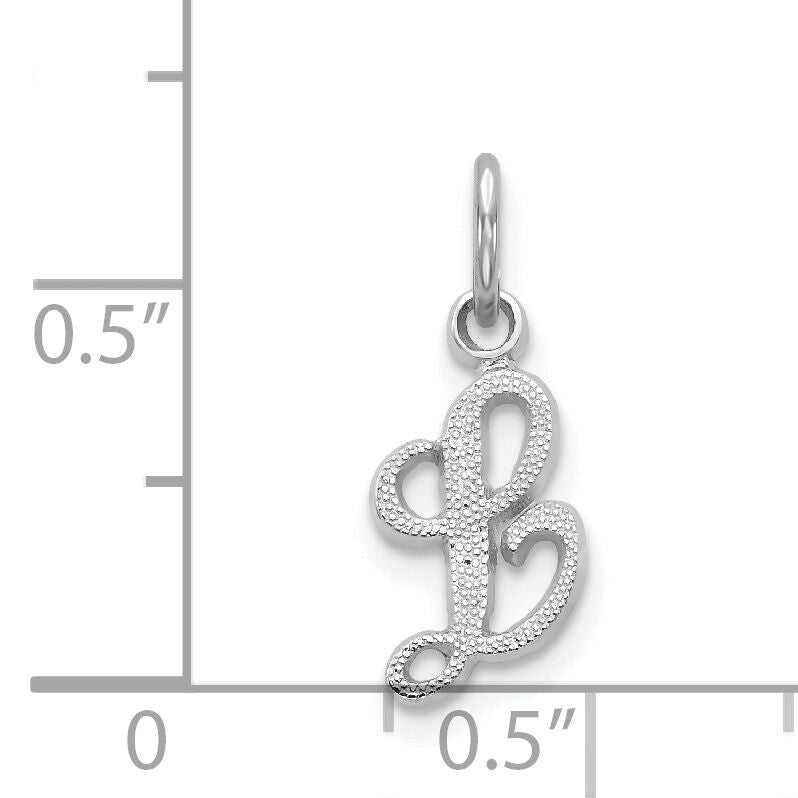 14KW White Gold Casted Script Letter L Initial Charm-WCH138-L