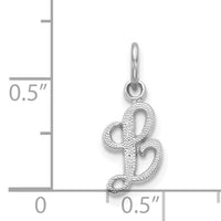 14KW White Gold Casted Script Letter L Initial Charm-WCH138-L