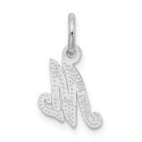14KW White Gold Casted Script Letter M Initial Charm-WCH138-M