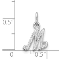 14KW White Gold Casted Script Letter M Initial Charm-WCH138-M