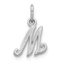 14KW White Gold Casted Script Letter M Initial Charm-WCH138-M