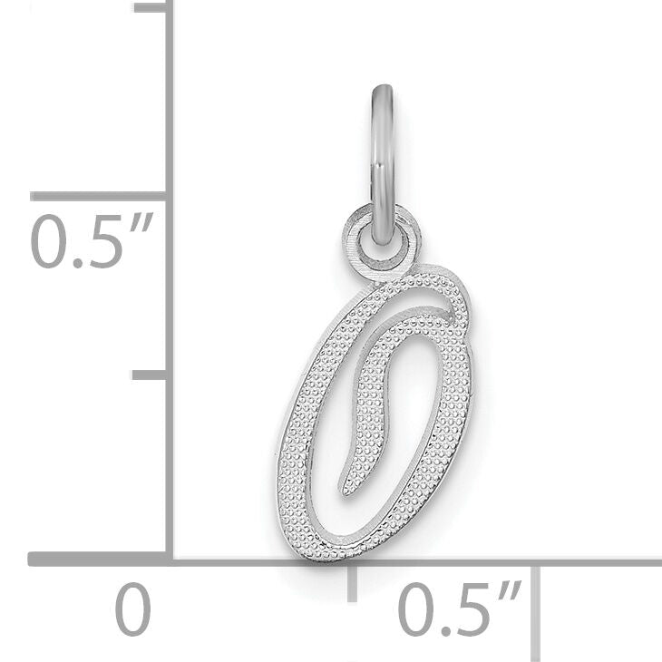 14KW White Gold Casted Script Letter O Initial Charm-WCH138-O