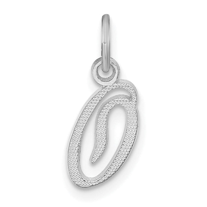 14KW White Gold Casted Script Letter O Initial Charm-WCH138-O