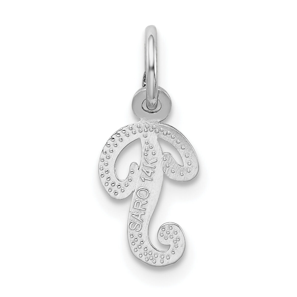 14KW White Gold Casted Script Letter P Initial Charm-WCH138-P
