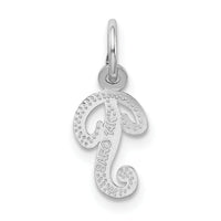 14KW White Gold Casted Script Letter P Initial Charm-WCH138-P