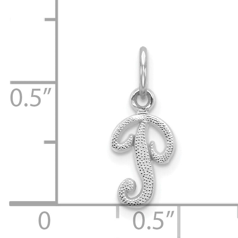 14KW White Gold Casted Script Letter P Initial Charm-WCH138-P