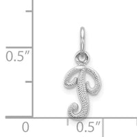 14KW White Gold Casted Script Letter P Initial Charm-WCH138-P