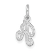 14KW White Gold Casted Script Letter R Initial Charm-WCH138-R