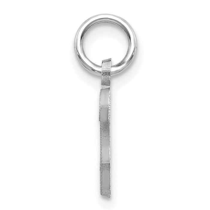 14KW White Gold Casted Script Letter S Initial Charm-WCH138-S