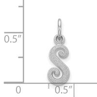 14KW White Gold Casted Script Letter S Initial Charm-WCH138-S