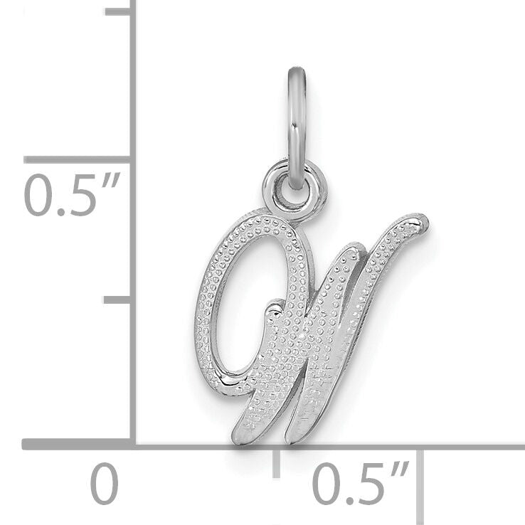 14KW White Gold Casted Script Letter W Initial Charm-WCH138-W