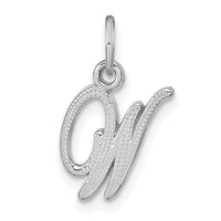 14KW White Gold Casted Script Letter W Initial Charm-WCH138-W