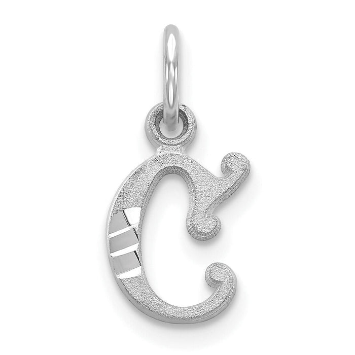 14KW Diamond-cut Letter C Initial Charm-WCH139-C