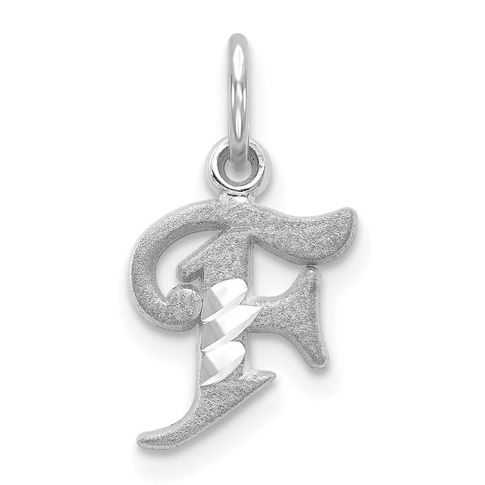 14KW Diamond-cut Letter F Initial Charm-WCH139-F