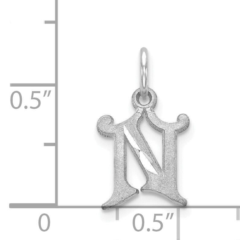 14KW Diamond-cut Letter N Initial Charm-WCH139-N