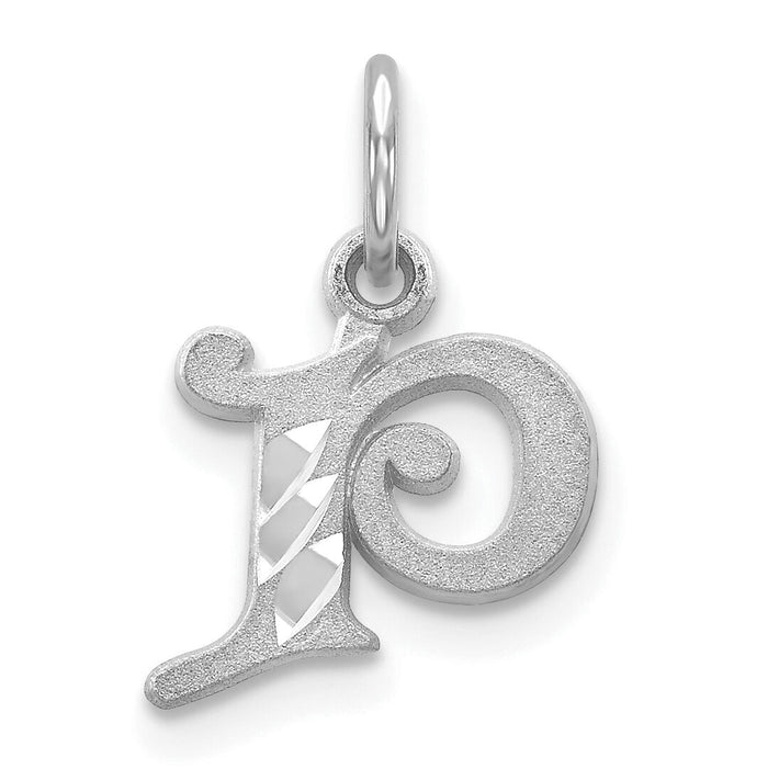 14KW Diamond-cut Letter P Initial Charm-WCH139-P