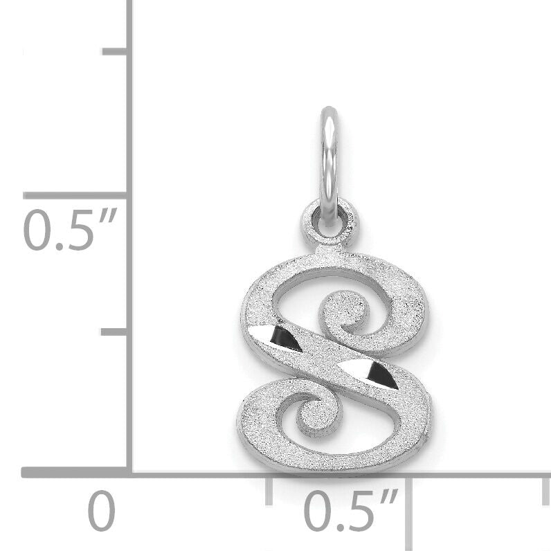 14KW Diamond-cut Letter S Initial Charm-WCH139-S