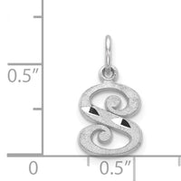 14KW Diamond-cut Letter S Initial Charm-WCH139-S