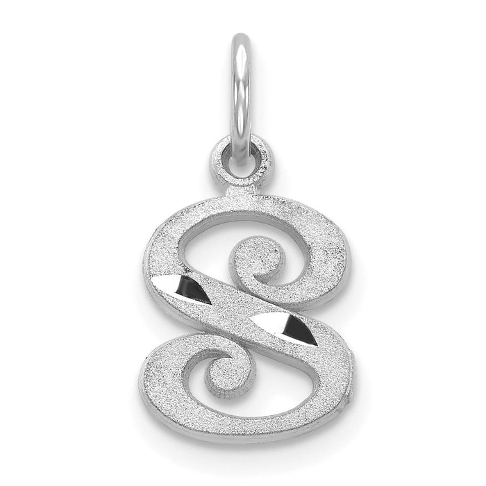 14KW Diamond-cut Letter S Initial Charm-WCH139-S