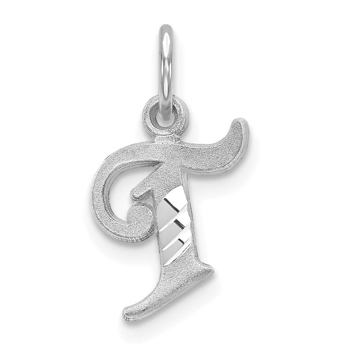 14KW Diamond-cut Letter T Initial Charm-WCH139-T