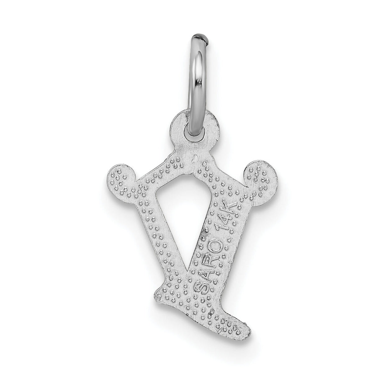 14KW Diamond-cut Letter V Initial Charm-WCH139-V
