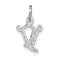14KW Diamond-cut Letter V Initial Charm-WCH139-V