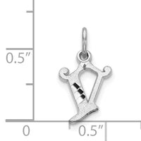 14KW Diamond-cut Letter V Initial Charm-WCH139-V