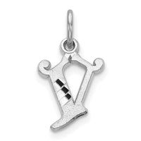 14KW Diamond-cut Letter V Initial Charm-WCH139-V