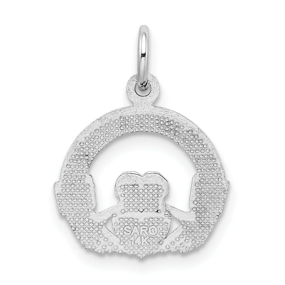 14k White Gold Claddagh Charm-WCH15