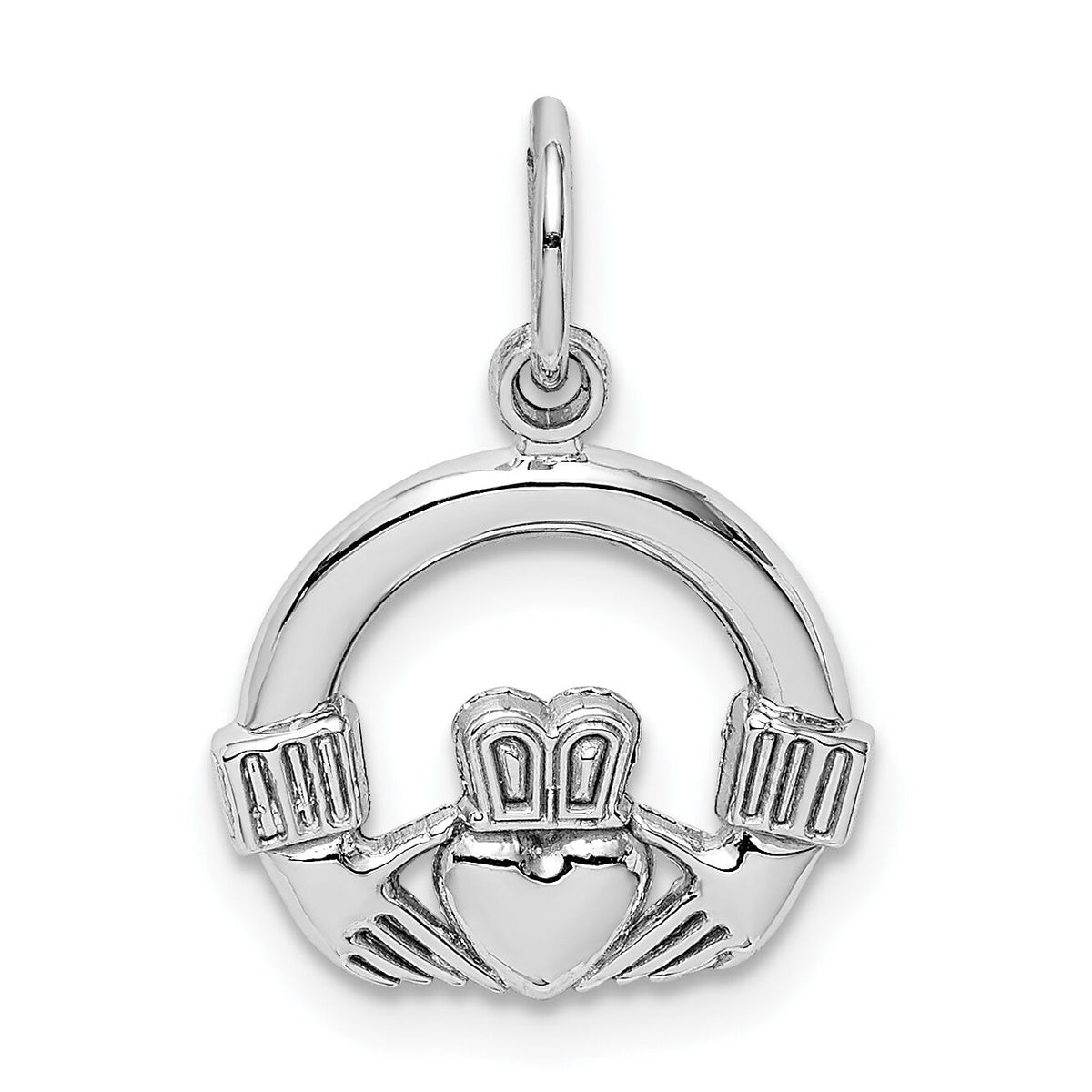 14k White Gold Claddagh Charm-WCH15