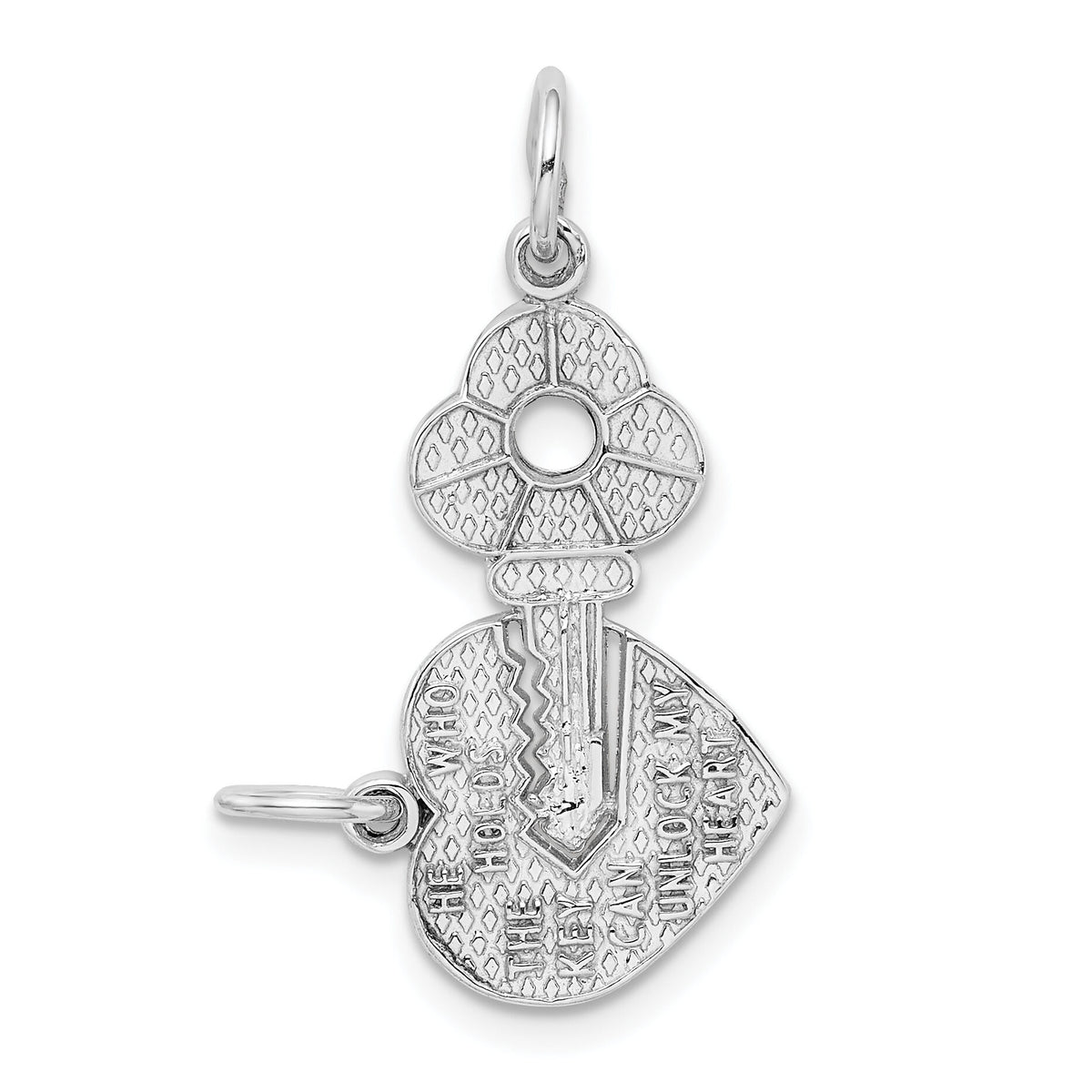 14k White Gold Key and Heart Break-apart Charm-WCH2