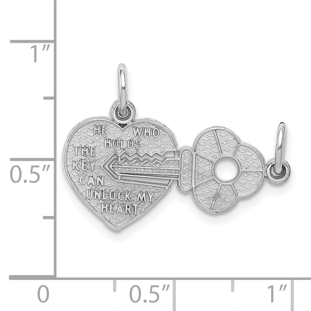 14k White Gold Key and Heart Break-apart Charm-WCH2