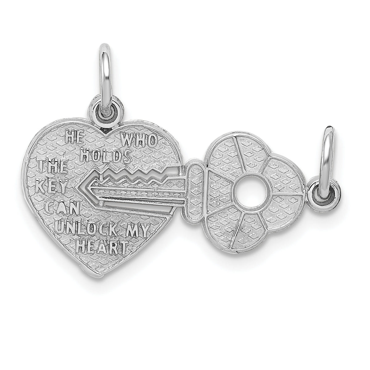 14k White Gold Key and Heart Break-apart Charm-WCH2