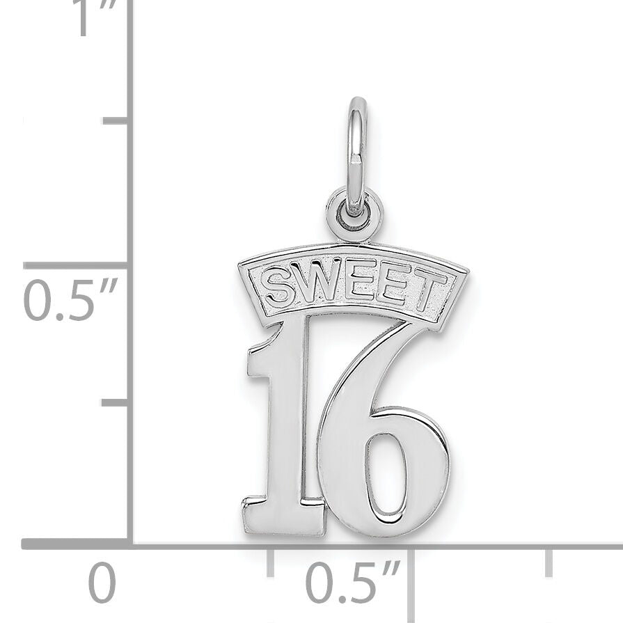 14k White Gold SWEET 16 Charm-WCH25