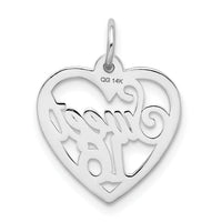14k White Gold SWEET 16 Heart Charm-WCH26