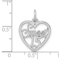 14k White Gold Sweet 15 Charm-WCH27
