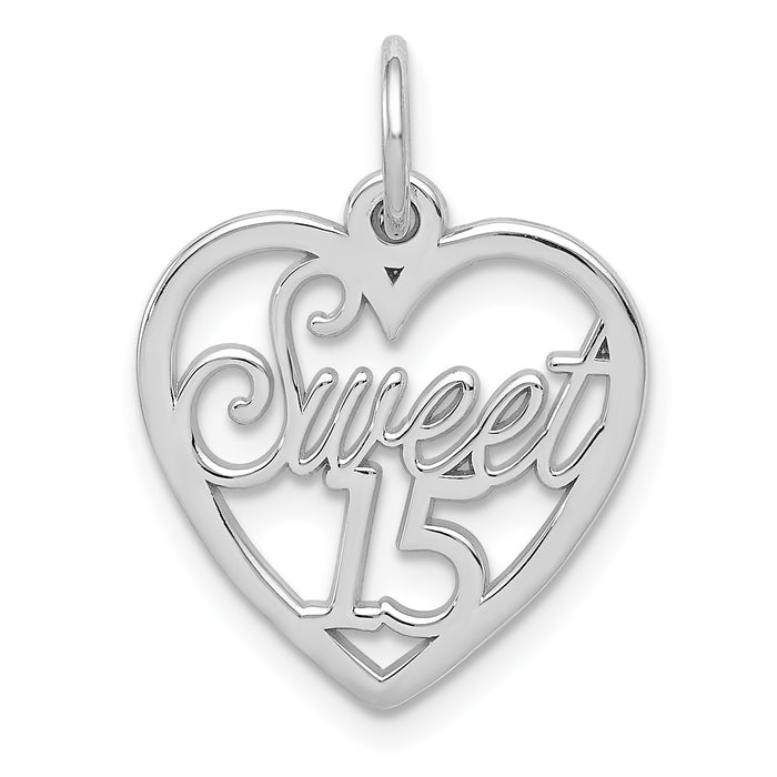 14k White Gold Sweet 15 Charm-WCH27