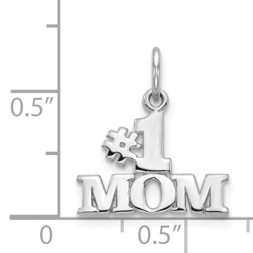 14k White Gold #1 MOM Charm-WCH30