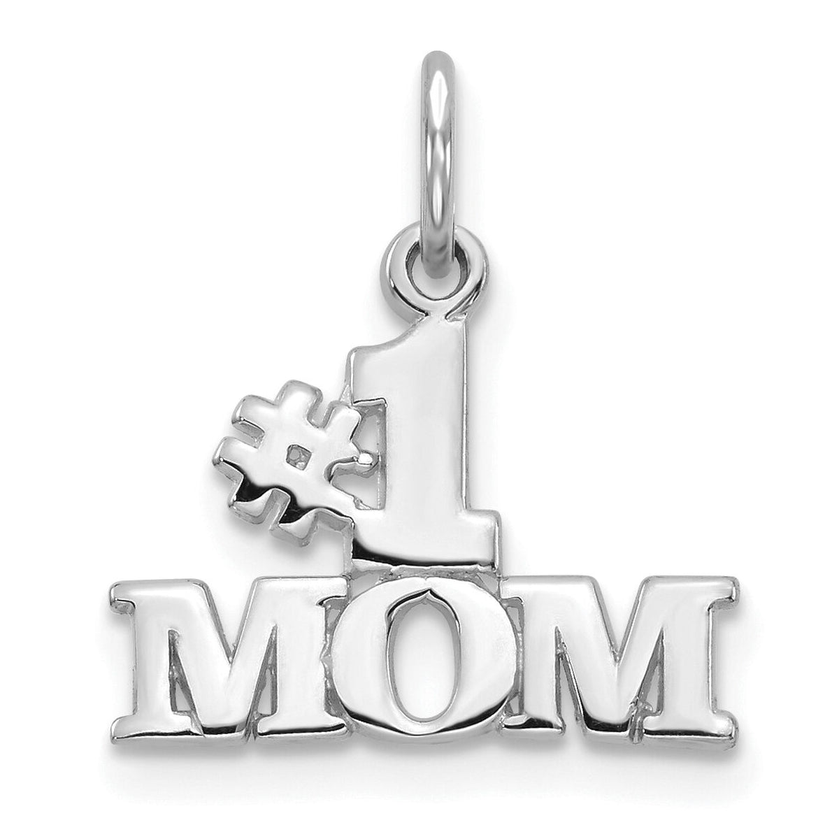 14k White Gold #1 MOM Charm-WCH30
