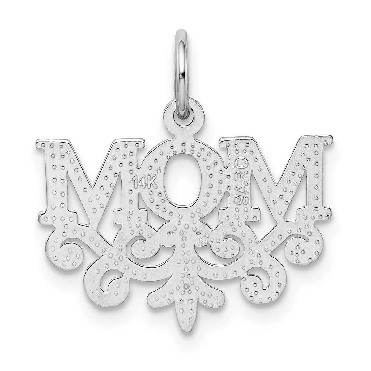 14k White Gold MOM Charm-WCH32