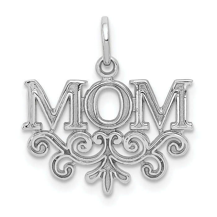14k White Gold MOM Charm-WCH32