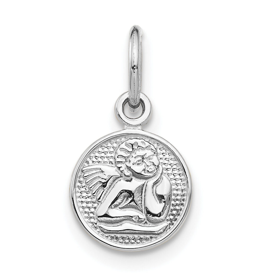 14k White Gold Small Polished Angel Charm-WCH47