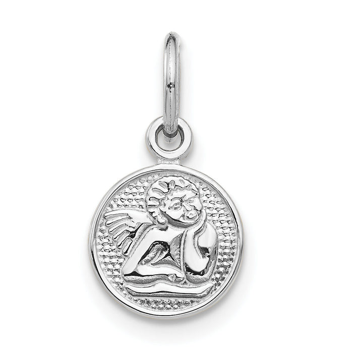 14k White Gold Small Polished Angel Charm-WCH47